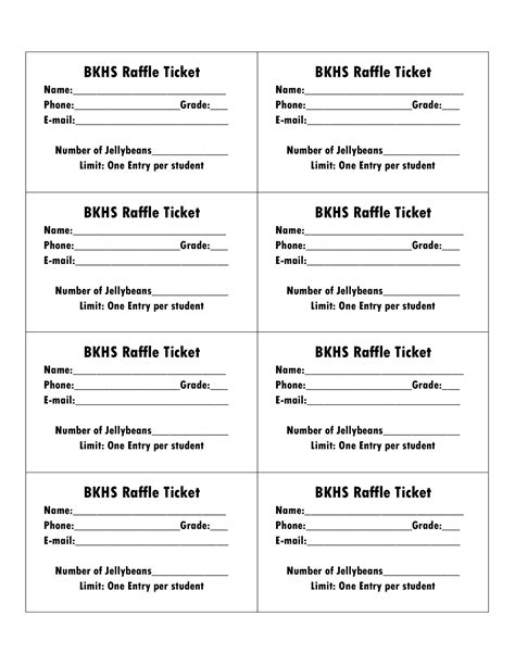 Printable Raffle Ticket Templates .